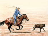 Western, Equine Art - Calf Roper
